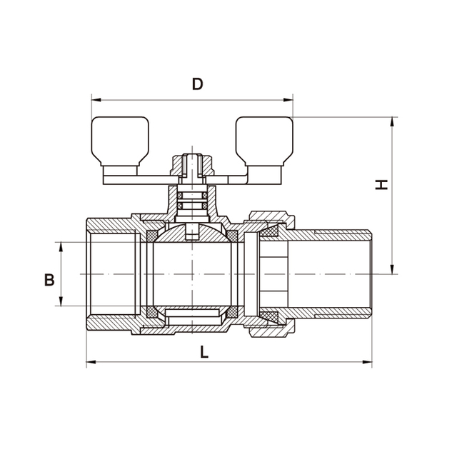 1365 Q11F-16T黄铜蝶柄活接球阀